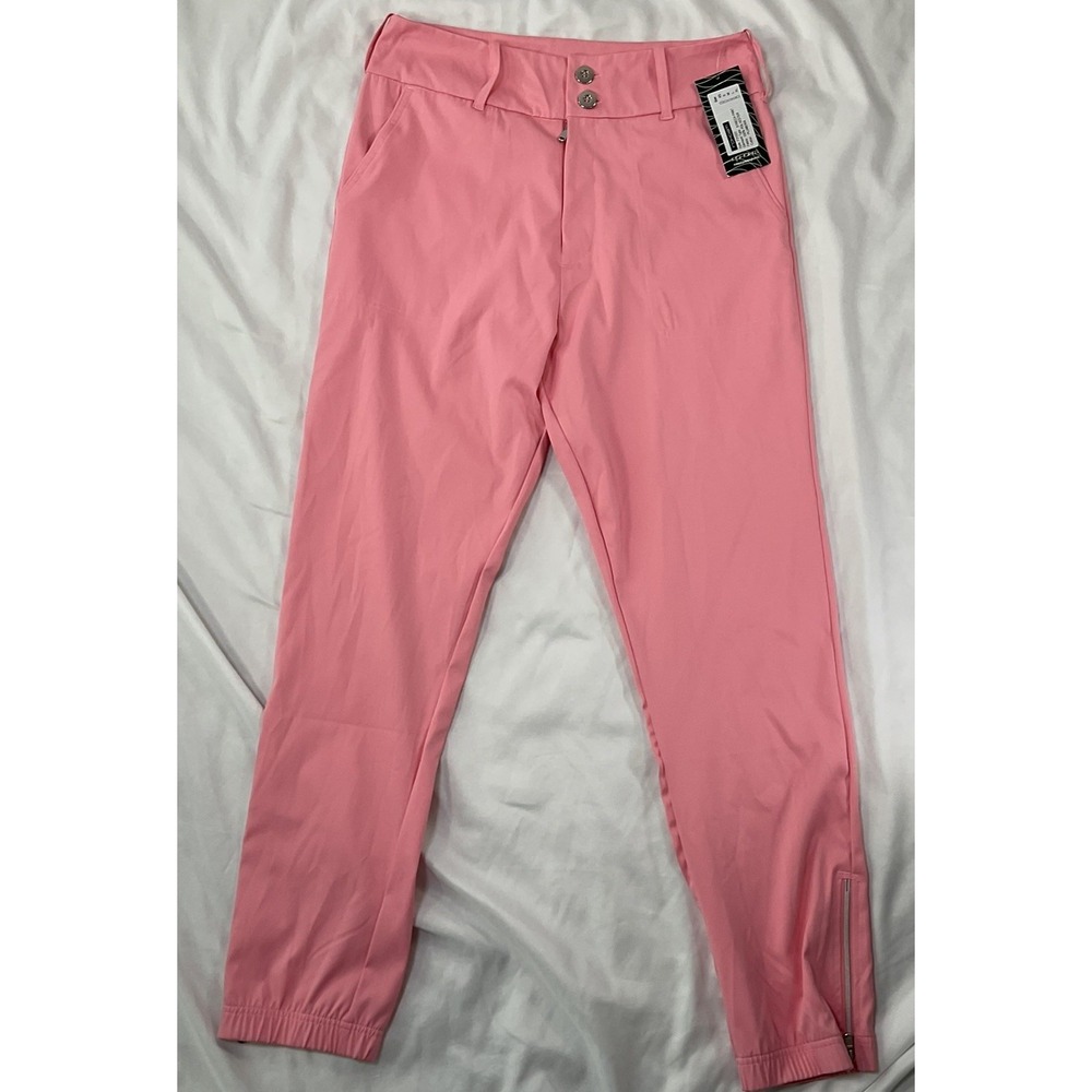 Inphorm Womens Sz S Pink Stretch Pant Joggers Zipper Ankle Golf Athleisure  513